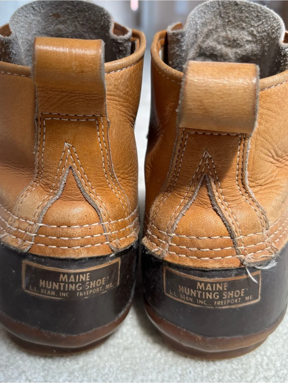 L.L. Bean Men’s Tan Leather and Dark Brown Rubber Duck Boots